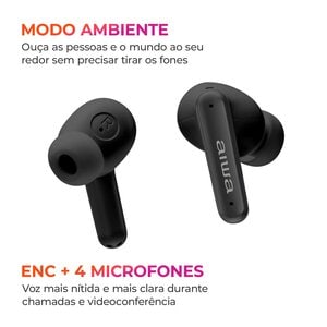 FONE DE OUVIDO AIWA EB-04-B PRETO BLUETOOTH AWS-EB-04-B