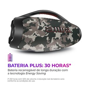 CAXA DE SOM AIWA BOOMBOX PLUS AIWA BBS-01-BG CINZA BLUETOOTH
