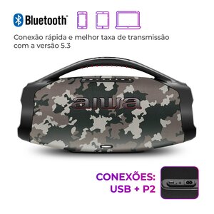 CAXA DE SOM AIWA BOOMBOX PLUS AIWA BBS-01-BG CINZA BLUETOOTH