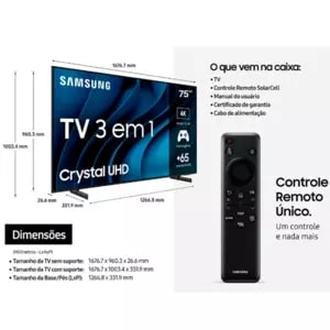 SMART TV SAMSUNG 75IN 75CU7700UHD 4K HDR GAMING HUB 3HDMI 1USB