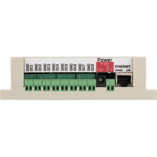 Damocles2 1208 plain unit: Industrial I/O with enhanced IP security and OC connectors.