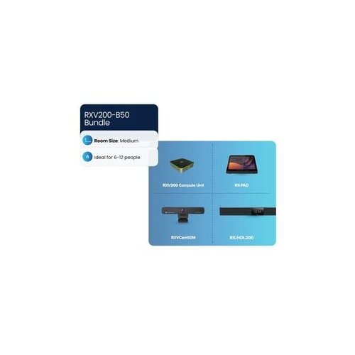 RXV200  Microsoft Teams room compute  Bundle 50, including RX-PAD room controller,  RXVCAM50-M camera and RX-HDL200 Audio 