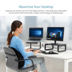 Kensington SmartFit K52786WW Height Adjustable Monitor Stand - Up to 61 cm (24") Screen Support - 36.29 kg Load Capacity -