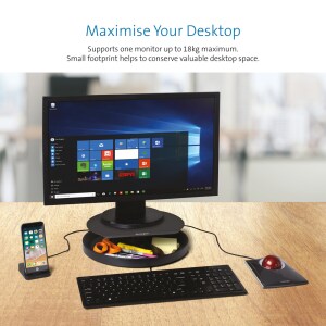 Kensington Spin2 K52787WW Monitor Stand - 18.14 kg Load Capacity - Desktop - Black