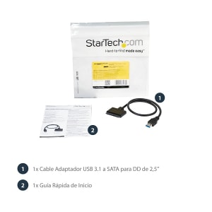 StarTech.com USB 3.1 (10Gbps) Adapter Cable for 2.5" SATA SSD/HDD Drives - Connect a 2.5" SATA SSD/HDD to your computer us