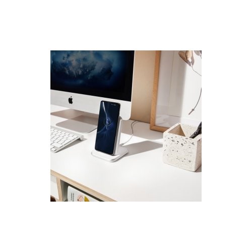 BASE VERTICAL CARGA INALÁMBRICA DE ALUMINIO 10W - BLANCO