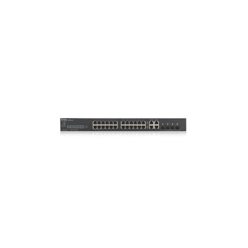 Switch GS1920-24v2, 28 Ports Smart Managed Switch 24x Gigabit Copper, 4x Gigabit dual pers., hybrid mode, standalone or Ne
