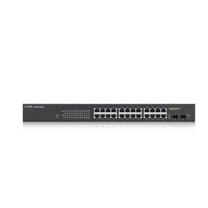 Zyxel GS1900-24HP v2, 24-puertos GbE, L2 PoE Smart Switch, montaje en rack, 170 Watt. Soporta IPv6, VLAN . No gestionable 