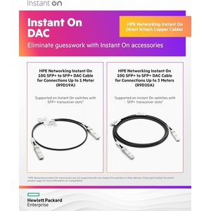 HPE 1 m SFP+ Network Cable - Cable for Network Device - First End: 1 x SFP+ Network - Second End: 1 x SFP+ Network - 10 Gb