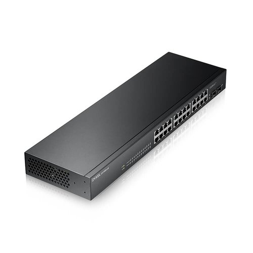 GS1920-24v2, 28 Ports Smart Managed Switch 24x Gigabit Copper, 4x dual Gigabit pers., hybrid mode, standalone or NebulaFle