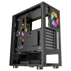 Nfortec Caelum. Form factor: Tower, Type: PC, Product colour: Black. Power supply location: Bottom. Front fans installed: 