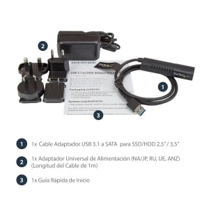 StarTech.com SATA to USB Cable - USB 3.1 10Gbps - 2.5 / 3.5 SATA SSD HDD - SATA to USB Adapter Cable - USB 3.1 to SATA Cab