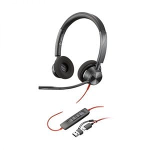 Auriculares profesionales estéreo con doble conexión USB-C y adaptador USB-A compatibles con PC/MAC ideal para oficinas y 