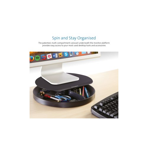 Kensington Spin2 K52787WW Monitor Stand - 18.14 kg Load Capacity - Desktop - Black