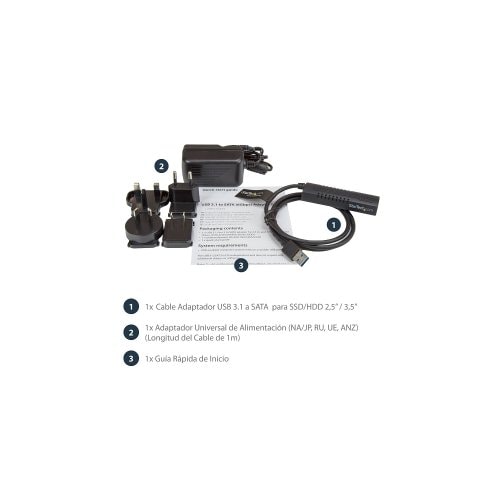StarTech.com SATA to USB Cable - USB 3.1 10Gbps - 2.5 / 3.5 SATA SSD HDD - SATA to USB Adapter Cable - USB 3.1 to SATA Cab