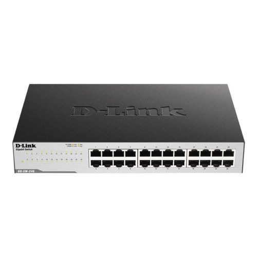 D-Link 24 Ports Ethernet Switch - Gigabit Ethernet - 10/100/1000Base-T - 2 Layer Supported - Twisted Pair - Desktop