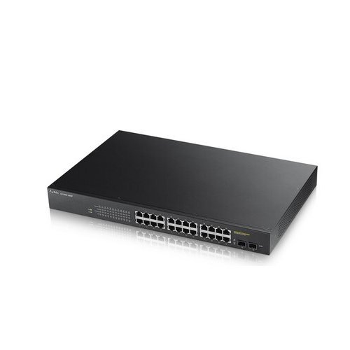 Zyxel GS1900-24HP v2, 24-puertos GbE, L2 PoE Smart Switch, montaje en rack, 170 Watt. Soporta IPv6, VLAN . No gestionable 