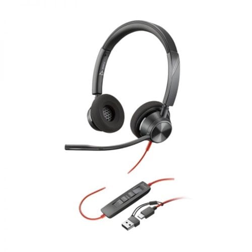 Auriculares profesionales estéreo con doble conexión USB-C y adaptador USB-A compatibles con PC/MAC ideal para oficinas y 