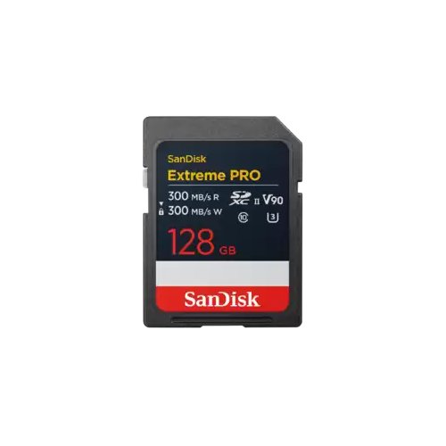 SanDisk Extreme PRO SDSDXDM-128G-GN4IN 128 GB Class 10/UHS-II (U3) V90 SDXC - 1 - 300 MB/s Read - 300 MB/s Write - Lifetim