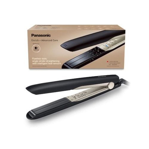 Panasonic Hair Straightener - 5 Heat Settings - Ceramic Plate - AC Supply Powered - Black