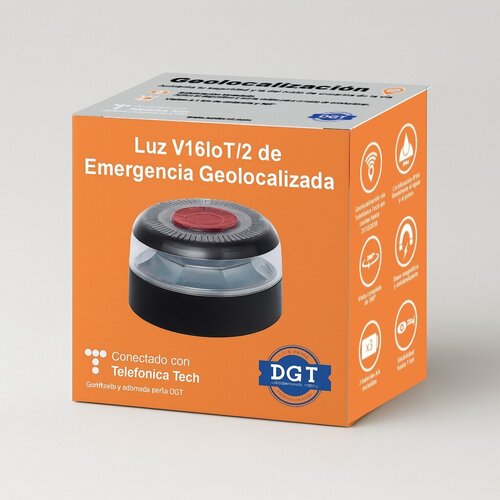 V16 - GEOLICALIZED EMERGENCY LIGHT for vehicles V16IoT-2. Approved by the DGT