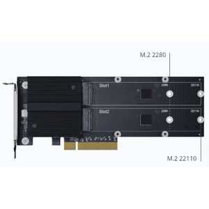 M2D20 Tarjeta adaptadora SSD M.2 de doble ranura para aceleración de caché. Synology M2D20 es una tarjeta adaptadora de SS