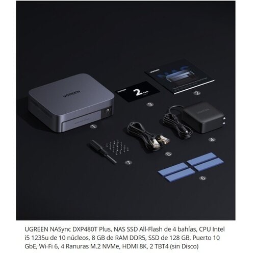 Ugreen NASync DXP480T Plus NAS System 4-Bay NVMe. Type: NAS. Chassis type: Desktop. Device class: Home & Home Office. Proc