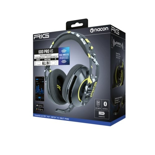 NACON RIG 600 PRO HS Wireless Over-the-head, Over-the-ear Stereo Gaming Headset - Acid Camo - Binaural - Circumaural - Blu