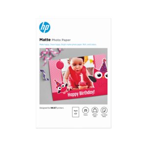 HP Inkjet Photo Paper - 180 g/m² Grammage - Matte - 25 Sheet