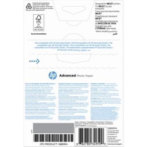 HP Advanced Inkjet Photo Paper - 100 mm x 150 mm - 250 g/m² Grammage - Glossy - 25 Sheet