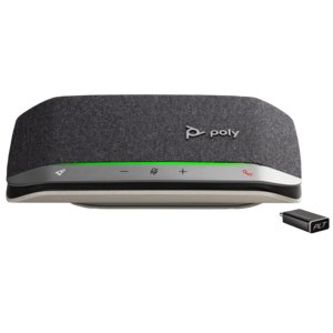 Poly Sync 20+ Wired/Wireless Bluetooth Speakerphone - Silver - 3 Microphone(s) - 40 mm Speaker(s)