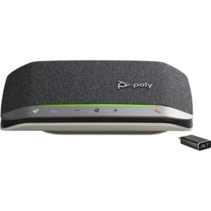 Poly Sync 20+ Wired/Wireless Bluetooth Speakerphone - Microsoft Teams - Silver - 3 x Bi-directional Microphone(s) - 40 mm 