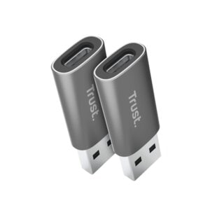 Trust Calyx Data Transfer Adapter - 2 Pack - 1 x USB 3.2 (Gen 2) Type A - Male - 1 x USB 3.2 (Gen 2) Type C - Female - Black