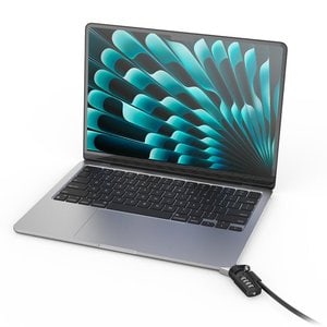 Compulocks Ledge Lock Adapter for MacBook Air 15" M2 and M3 with Combination Cable Lock Silver - Smallest MacBook lock slo