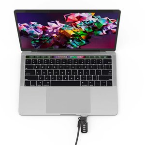 Compulocks Ledge Lock Adapter for MacBook Pro 13" M1 & M2 with Combination Cable Lock Silver - Follows Apple Slick Design 