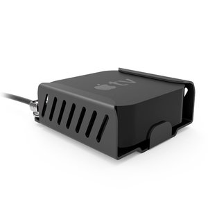 Compulocks Apple TV Security Mount (4th, 4k 1-2nd Gen) (2018-2021) with Cable Lock Black - Easy to install on the counter 