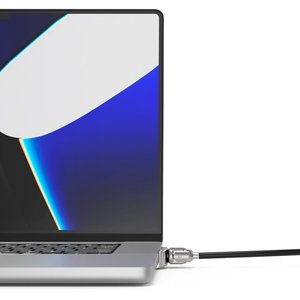Compulocks Ledge Lock Adapter for MacBook Pro 16" M1 & M2 with Keyed Cable Lock Silver - Patented Cutting-Edge MacBook Loc