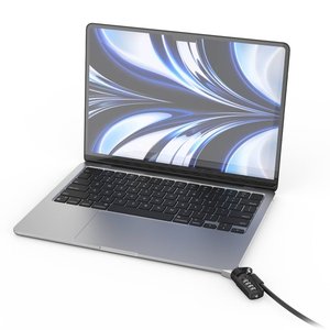 Compulocks Ledge Lock Adapter for MacBook Air 13" M2 with Combination Lock Silver - Smallest MacBook Lock Slot Adapter, Co