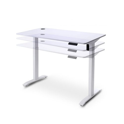 Urban Factory ERGO Standing Desk - White Rectangle Top - White Base - Height Adjustable x 1180 mm Table Top Width x 600 mm