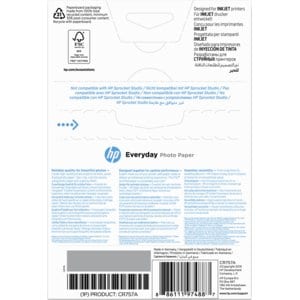HP Everyday Inkjet Photo Paper - 100 mm x 150 mm - 200 g/m² Grammage - Smooth - 100 / Pack