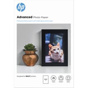 HP Advanced Inkjet Photo Paper - 100 mm x 150 mm - 250 g/m² Grammage - Glossy - 25 Sheet