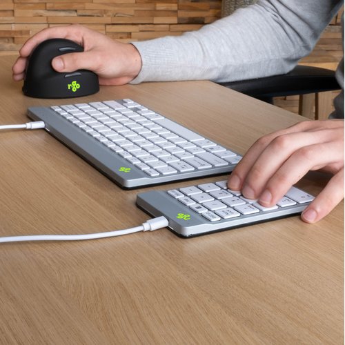 R-Go Keypad - Cable Connectivity - USB Type C Interface - English (US) - QWERTY Layout - White - Scissors Keyswitch - Mult