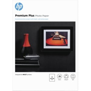 HP Premium Plus Inkjet Photo Paper - Recycled - A4 - 210 mm x 297 mm - 300 g/m² Grammage - Semi-gloss - 20 / Pack - Smudge