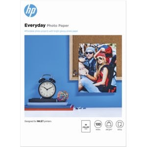 HP Everyday Inkjet Photo Paper - A4 - 210 mm x 297 mm - 200 g/m² Grammage - Glossy, Textured - 100 Sheet