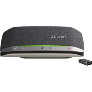 Poly Sync 20+ Wired/Wireless Bluetooth Speakerphone - Microsoft Teams - Silver - 3 x Bi-directional Microphone(s) - 40 mm 