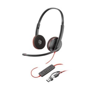 Poly Blackwire 3220 Wired On-ear, Over-the-head Stereo Headset - Black - Binaural - Supra-aural - 32 Ohm - 20 Hz to 20 kHz