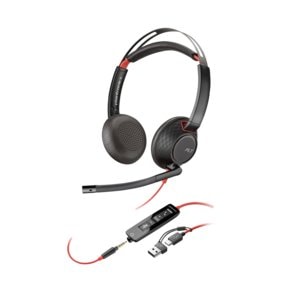 Poly Blackwire 5220 Wired On-ear, Over-the-head Stereo Headset - Black - Microsoft Teams Certification - Binaural - Supra-