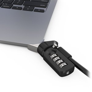 Compulocks Ledge Lock Adapter for MacBook Air 15" M2 and M3 with Combination Cable Lock Silver - Smallest MacBook lock slo