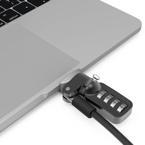 Compulocks Ledge Lock Adapter for MacBook Pro 13" M1 & M2 with Combination Cable Lock Silver - Follows Apple Slick Design 