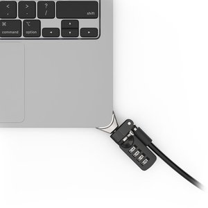 Compulocks Ledge Lock Adapter for MacBook Air 13" M2 with Combination Lock Silver - Smallest MacBook Lock Slot Adapter, Co